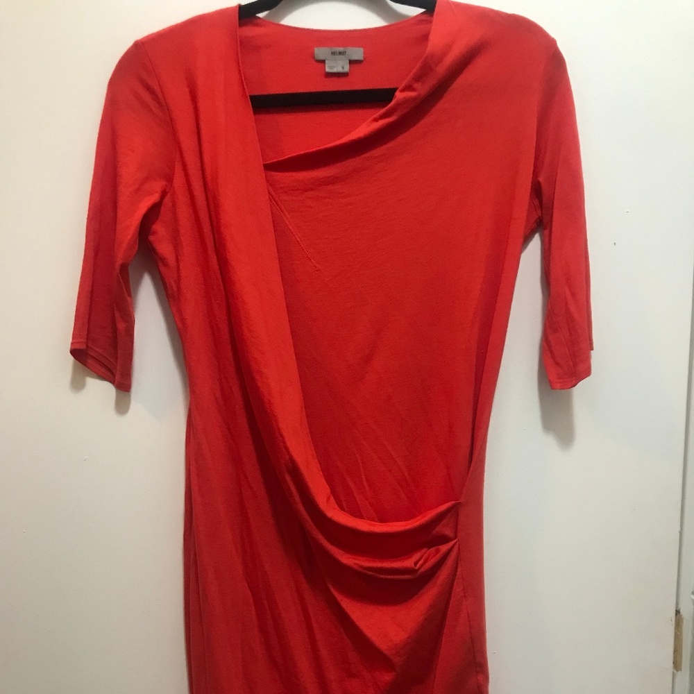Helmut by Helmut Lang Red Cotton Shirt Dress Sz S